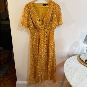 Lulu's Mustard Floral Maxi Dress